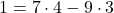Rendered by QuickLaTeX.com 1=7\cdot4-9\cdot3