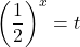 \left(\dfrac12\right)^x=t