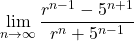 \displaystyle\lim_{n\to\infty}\dfrac{r^{n-1}-5^{n+1}}{r^n+5^{n-1}}