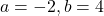 a=-2, b=4