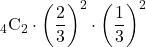 {}_{4} \mathrm{C}_2\cdot\left(\dfrac23\right)^2\cdot\left(\dfrac13\right)^2