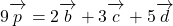 9\bekutorui{p}=2\bekutorui{b}+3\bekutorui{c}+5\bekutorui{d}