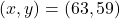 (x, y)=(63, 59)