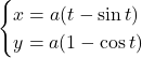 Rendered by QuickLaTeX.com \begin{cases}x=a( t-\sin t )\\y=a(1-\cos t )\end{cases}