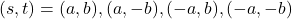 (s, t)=(a, b), (a, -b), (-a, b), (-a, -b)