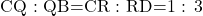\text{CQ : QB=CR : RD=1 : 3}