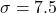 \sigma=7.5