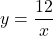 y=\dfrac{12}{x}