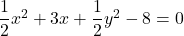 \dfrac{1}{2}x^2+3x+\dfrac{1}{2}y^2-8=0