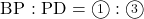 \text{BP : PD}=\maru1 : \maru3