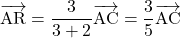 \bekutoru{AR}=\dfrac{3}{3+2}\bekutoru{AC}=\dfrac{3}{5}\bekutoru{AC}