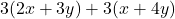 3(2x+3y)+3(x+4y)