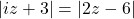 \left|iz+3\right|=\left|2z-6\right|