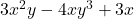 3x^2y-4xy^3+3x