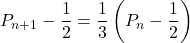 P_{n+1}-\dfrac12=\dfrac13\left(P_n-\dfrac12\right)