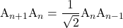 \text{A}_{n+1}\text{A}_n=\dfrac{1}{\sqrt2}\text{A}_n\text{A}_{n-1}