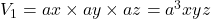 V_1=ax \times ay \times az=a^3xyz