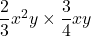 \dfrac{2}{3}x^2y\times\dfrac{3}{4}xy