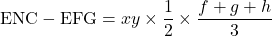 \text{ENC}-\text{EFG}=xy\times\dfrac12\times\dfrac{f+g+h}{3}