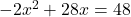 -2x^2+28x=48