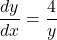 \dfrac{dy}{dx}=\dfrac{4}{y}