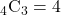 {}_{4}\mathrm{C}_3=4