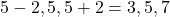 5-2, 5, 5+2=3, 5, 7