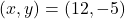 (x, y)=(12, -5)