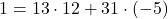 1=13\cdot12+31\cdot(-5)