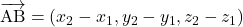 \bekutoru{AB}=(x_2-x_1, y_2-y_1, z_2-z_1)