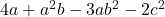 4a+a^2b-3ab^2-2c^2