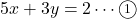 5x+3y=2\cdots\maru1