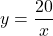 y=\dfrac{20}{x}