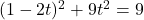 (1-2t)^2+9t^2=9