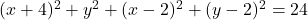 (x+4)^2+y^2+(x-2)^2+(y-2)^2=24