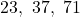 Rendered by QuickLaTeX.com 23,\ 37,\ 71