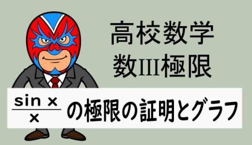 高校数学：数III極限：lim[x→0] sinx/x=1のなぜ・グラフ付き